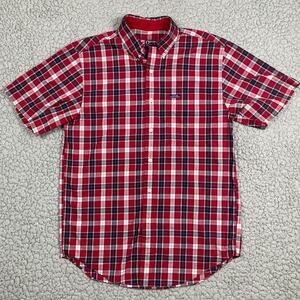 CHAPS RALPH LAUREN Button Down Shirt Mens Small Red Tartan Plaid Short Sleeve